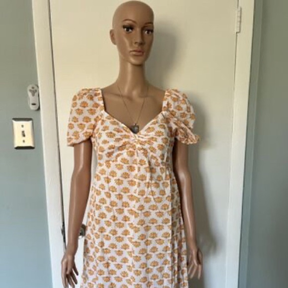 New J Crew dress, orange white floral.